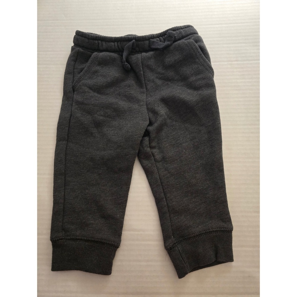 Cat & Jack Baby Boys Charcoal Gray Fleece Jogger Pants 12M Drawstring Sweats